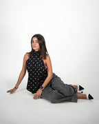 Polka Dot Backless Top
